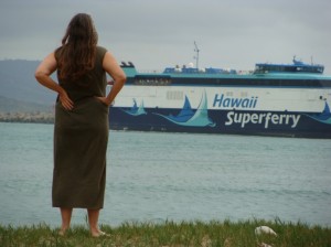 “I glad that they finally made a ruling on it. I’m happy for all of the people who protested against it because they didn’t feel that it was right the way it was done…being shoved down people’s throats and I’m glad that it’s leaving,†said Dorthy "Dot Buck" who watched the Superferry depart on its last scheduled voyage from Kahului Harbor.