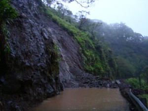 County crews returned to the site early Friday morning to clear the mud and debris. The landslide occured at the same location of an March 21, 2009 landslide that took five hours to clear. Photo courtesy: County of Maui.