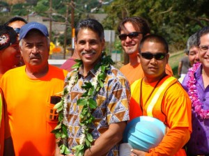 Lt. Governor James R. "Duke" Aiona said that while population on Maui has increased about 5% in five years, car registrations increased about 14%. With more cars on the road, Aiona said, this project will help to alleviate traffic congestion in West Maui. Photo by Wendy Osher.