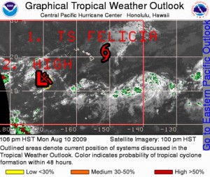 (Click to enlarge image. Satellite imagery updated at 1:06 p.m. by NOAA, NWS & The National Hurricance Center)