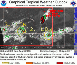 (Click to enlarge image. Satellite image courtesy NOAA, & The National Hurricane Center)