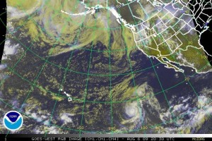 (Satellite Image as of 11 a.m. 8/6/09: Image Courtesy: NOAA, The National Weather Service, and The National Hurricane Center)