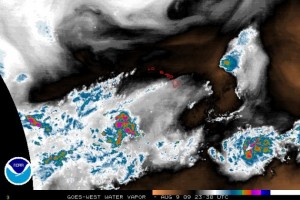 (Click to Enlarge image. Water vapor satellite image courtesy NOAA & The National Hurricane Center.)
