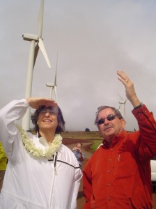 File Photo by Wendy Osher. Governor Linda Lingle and Alexander Karsner, Assistant Secretary for Energy Efficiency and Renewable Energy, toured the Kaheawa Wind Power facility in Maalaea in February of 2008.