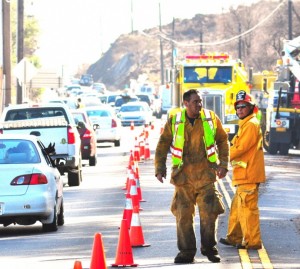 Resources were quickly deployed to keep a fire above Maalaea from spreading into the mountainous terrain or across the critical roadway that links Central and West Maui. Photo Courtesy County of Maui.