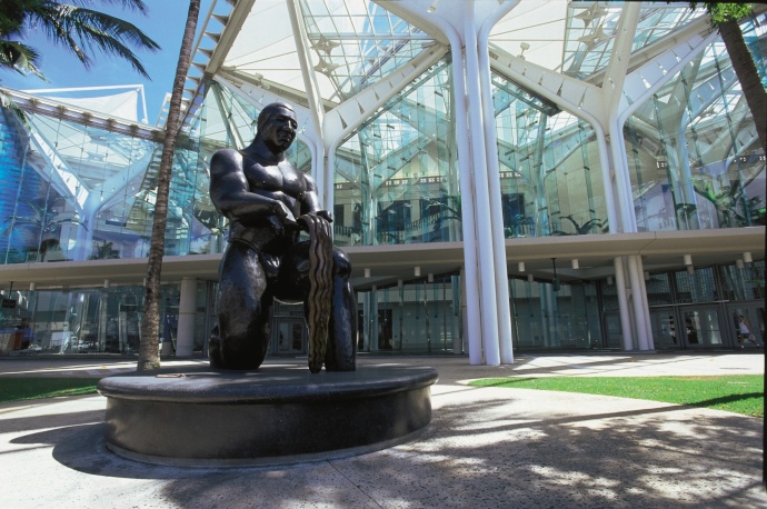 A statue inside the Hawaii Visitors and Convention Bureau. File photo courtesy of Hawaii Tourism Authority / Chuck Painter