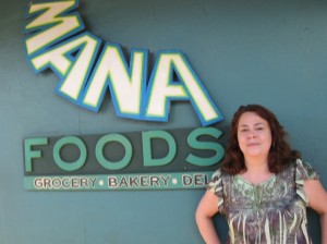 Theresa Thielk in front of Mana Foods Mana Health Foods in Paia plans major renovations this year said store manager Theresa Thielk. Susan Halas photo.