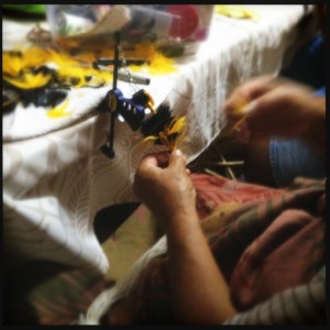 Poepoe-style lei. File photo by Vanessa Wolf.