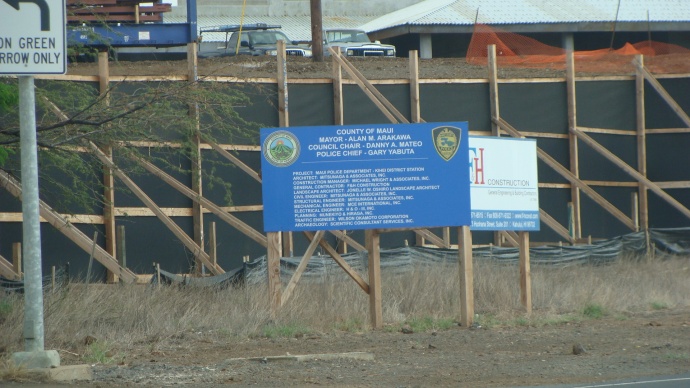 The Budget and Finance Committee will consider a bill relating to the new Kihei Police Station currently under construction in South Maui. The proposed amendment would add another $3.25 million for Bond Funds to support construction of the facility. Photo by Wendy Osher.