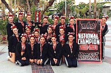 Senior 4 National Championship:
Bottom row, left to right, Krysta Freitas,Chalysse Young U'u, Breeann Joaquin, Kealani Castro, and Kimber Kauhaahaa Sulsi. Second row, left to right, Ashley Tanga, Caitlin Villarosa, Ashlee Sawai, Jayna "Kalei" Kamalii, and Tatiana Thompson. Top row, left to right, Elysse Phillips, Aileen Rodriguez, Mariah Constantino, Sierra Ignacio, Kauanoe Keahi, Kayla Sniffen, Maikela Takamiya, and Kennedy Casco. Photo by Hawaii All-Star Cheerleaders.