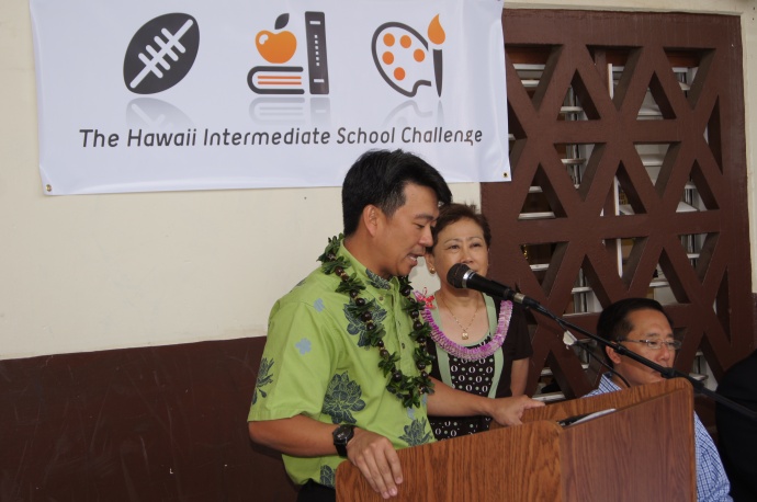 Lt. Gov. Tsutsui announcing his plan to develop a new initiative geared towards enhancing the learning experience of intermediate and middle school students throughout the State. Courtesy photo.