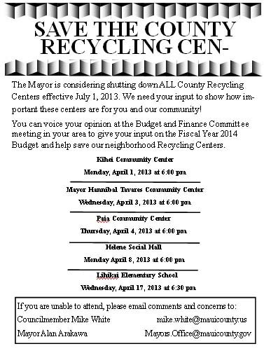 Flyer that had been circulated in community regarding recycling plans. Courtesy image.