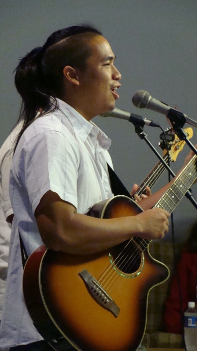 UHMC students enrolled in the Institute for Hawaiian Music performed during the Decision 2012 live election return program. File photo by Wendy Osher.