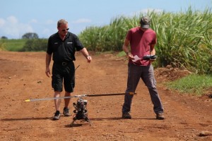 Unmanned Aerial Vehicle to be used to improve irrigation practices and crop yield at HC&S. Photo by Wendy Osher.