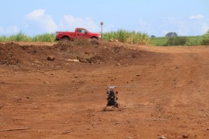 Unmanned Aerial Vehicle to be used to improve irrigation practices and crop yield at HC&S. Photo by Wendy Osher.