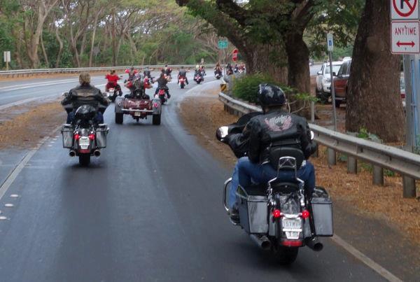 Motorcycle club passing through Lahaina. Photo courtesy of Motorcycle Maui Facebook page.