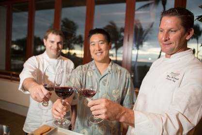 Makena Beach & Golf Resort’s Food & Wine Education Series exhibits wine expertise of the world’s second youngest Master Sommelier, Patrick Okubo and Makena’s Executive Chef Marc McDowell and Chef Kurt Lesmerises. Photo Credit: Jessica Pearl Photography