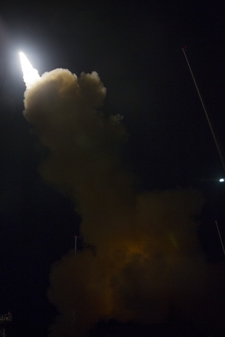 The Aegis Ashore Weapon System launched an SM-3 Block IB guided missile from the land-based Vertical Launch System during a Missile Defense Agency and U.S. Navy test from Kauai, Hawaii. DOD photo.