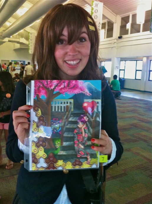 The winners for the manga art contest were: 3rd-5th grade - Erin Kobashigawa, first; Josh Krueger, second; and Jaime Tirona, third; 6th-8th grade - Allison Bacay, first; Frances Cabulisan, second; and Kiki Bekkum, third; 9th-12 grade - Sabrina Futch, first; Makai Mossman, second; and Helen Chong, third. Pictured: Sabrina Futch. Courtesy photo.