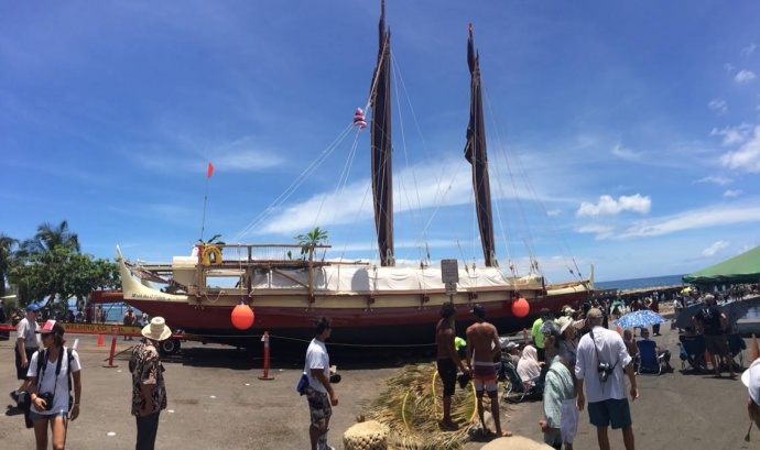 Maui's voyaging canoe, the Mo'ohika o Pi'ilani. Photo courtesy Eric Gilliom.