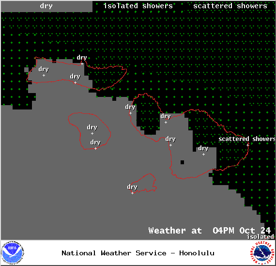 Map of expected weather conditions in Maui County at 4pm on Friday October 24, 2014 / Image: NOAA / NWS