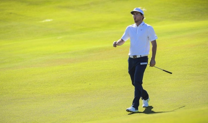Russell Henley walks along the sixth fairway during the second round of the Hyundai Tournament of Champions at Plantation Course at Kapalua on Saturday. Photo by Stan Badz/PGA TOUR.