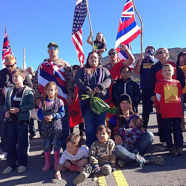 Demonstrations continued at Mauna Kea on Hawaiʻi Island today (6/24/15) with 11 more people arrested. Photo credit: Te Rawhitiroa