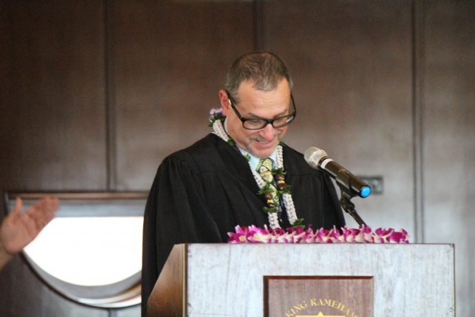 Judge Peter Cahill, Installing Officer at the 46th Annual MUW Meeting and Recognition Luncheon. Photo by Wendy Osher. (July 2, 2015)