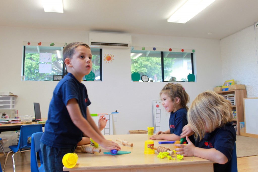 Carden Academy's preschoolers enjoy the campus's newest classroom, along with new, energy efficient air conditioners and lighting. Credit: Carden Academy of Maui.