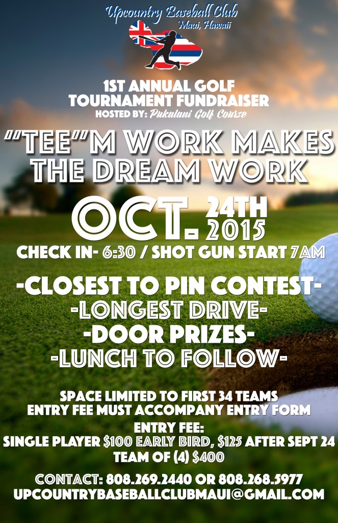 Upcountry Baseball Club golf tournament flyer.