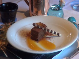 Chocolate feuillantine with Kuʻau orange liliko‘i cream, created by Westin Kāʻanapali Ocean Resort Villas executive chef Francois Milliet for the Moscow Mule pairing lunch. Photo by Kiaora Bohlool.
