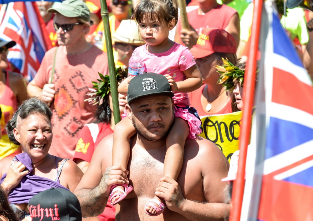 Sunday's Aloha ʻĀina Unity March down Front Street in Lahaina. Organizers estimate 6,000 people attended the march and the rally that followed. Photo by Rodney S. Yap.