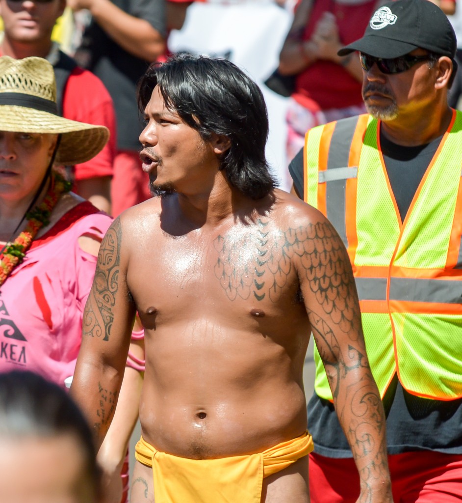 Sunday's Aloha ʻĀina Unity March down Front Street in Lahaina. Organizers estimate 6,000 people attended the march and the rally that followed. Photo by Rodney S. Yap.