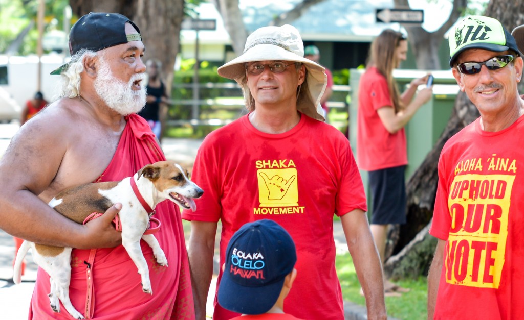 Sunday's Aloha ʻĀina Unity March down Front Street in Lahaina. Organizers estimate 6,000 people attended the march and the rally that followed. Photo by Rodney S. Yap.