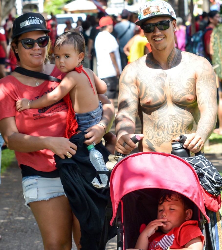 Sunday's Aloha ʻĀina Unity March down Front Street in Lahaina. Organizers estimate 6,000 people attended the march and the rally that followed. Photo by Rodney S. Yap.