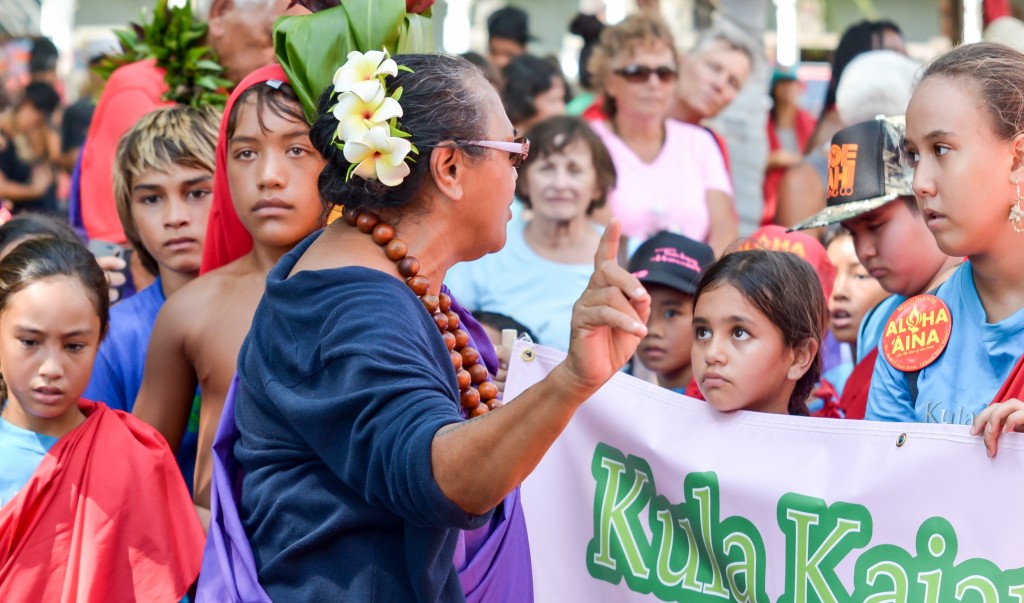 Sunday's Aloha ʻĀina Unity March down Front Street in Lahaina. Organizers estimate 6,000 people attended the march and the rally that followed. Photo by Rodney S. Yap.