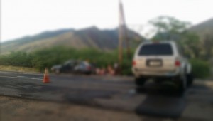 Traffic accident on the Honoapiʻilani Highway, Oct. 25, 2015. Photo credit: Diane Lajorda.