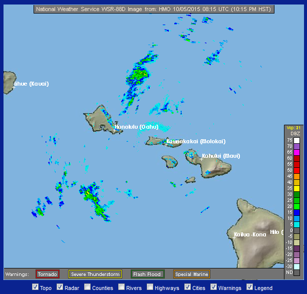 Radar, Oct. 4, 2015. Image credit: NOAA/NWS.