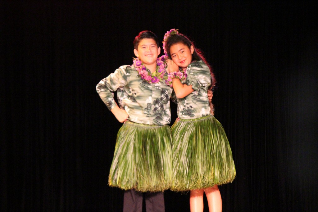 Damon Makoa Clark & Demi Mahealani Clark, Joan S. Lindsey Hula Studio, Kumu Joan Lindsey . Photo by Wendy Osher.