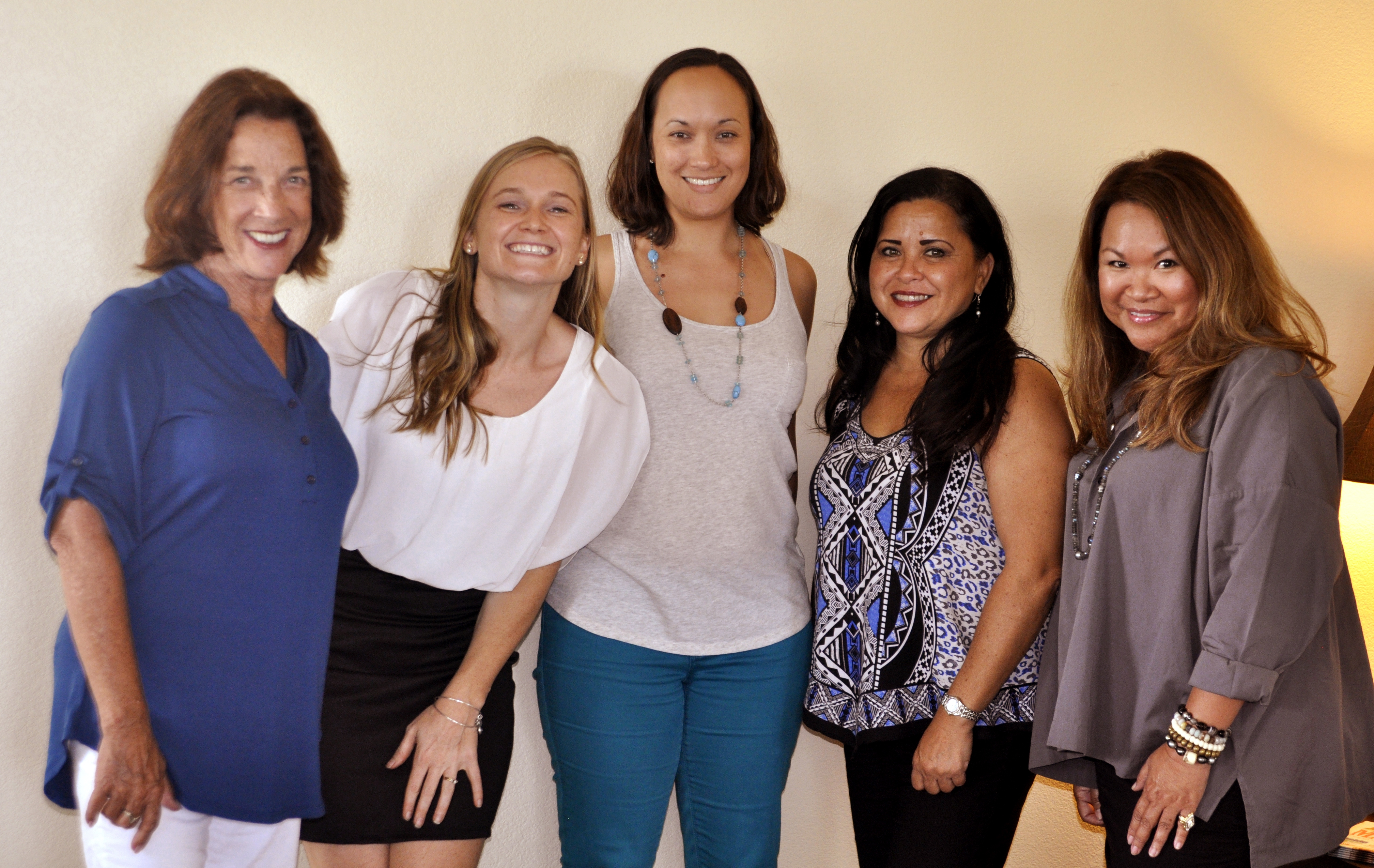 Summer 2014 session: ( left to right) Francesca Carey of Fabmac Homes, Danielle Miller of Miller Media Management, Elizabeth Tomoso of Momma Love Baby Maternity, Francine Fernandez of Sassy Things Maui and Jennifer Powell of Wailea Realty.