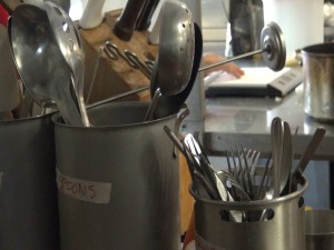 Utensils in the kitchen at Maui Pasta Company in Waikapū. Photo by Kiaora Bohlool.