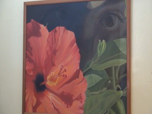 Painting by Maui Pasta Company owner Patricia Inman, who teaches art history at UH-Maui. Photo by Kiaora Bohlool.