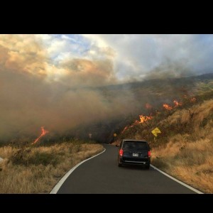 Kahikinui fire, photo taken at around 5:30 p.m. on Monday, Feb. 15, 2016, credit: Daithi Magee