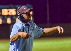 Former Baldwin High School defensive coordinator Jack Damuni on the sidelines last season. File photo by Rodney S. Yap.