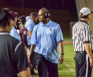 Former Baldwin High School defensive coordinator Jack Damuni on the sidelines last season. File photo by Rodney S. Yap.