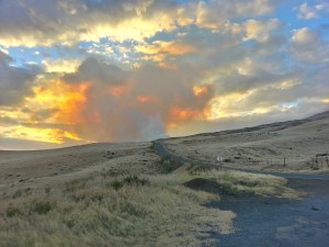 Kahikinui fire, photo taken at around 5:30 p.m. on Monday, Feb. 15, 2016, credit: Kalepa Farm.