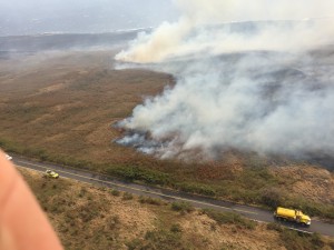 Kahikinui fire, Feb. 16, 2016. Photo credit: Maui Fire Department.