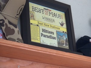Award for Hitter's Paradise batting cages in Kīhei. Photo by Kiaora Bohlool.