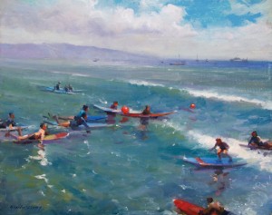 3 - 2016 MPAPI Makana Aloha Foundation Award HiuLaiChong 16x20 Catching a Wave Oil on Linen