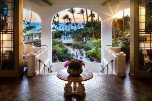 The lobby bar at Fairmont Kea Lani, Luana, during sunset in Wailea. Courtesy photo.